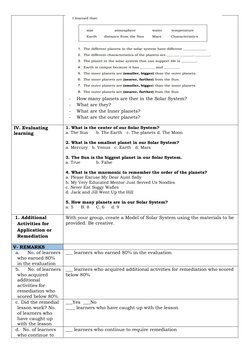 Detailed Lesson Plan in Science 6 SOLAR SYSTEM 2 | PDF | Planets ...