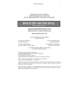 BOLETÍN  MUNICIPAL 
1 
  
 
 
 
 
 
PROVINCIA DE CATAMARCA 
MUNICIPALIDAD DE LA CIUDAD 
DE SAN FERNANDO DEL VALLE DE CATAMARC