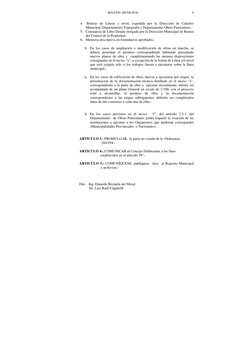 BOLETÍN  MUNICIPAL 
8 
4.  Boletas de Líneas y nivel, expedida por la Dirección de Catastro 
Municipal, Departamento Topograf
