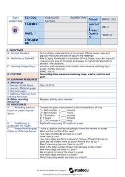 Grade 3 MELC-Based Math COT Q4 Plan | PDF | Learning | Mathematics