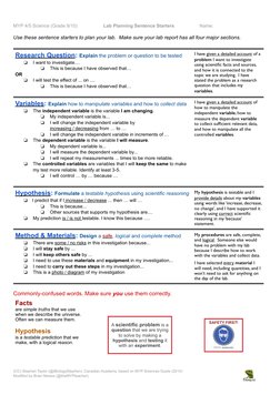Myp Science Guide.pdf Lab Planning Sentence Starters Guide | PDF | Hypothesis | Scientific Method