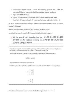 Cnn. Questions Deep Learning CNN Exam Questions and Numerical Examples | PDF | Computational ...