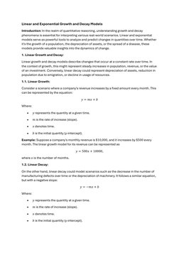 Linear vs Exponential Growth Models | PDF | Applied Mathematics