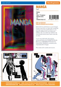 LINEA INFINITE
MANGA
“Luis”
· Rústica
· A5
· Color // 72 páginas
· Volumen único
· 6 €
· 978-84-10126-12-1
Todo son historias