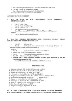 – Sec 5. Voluntary Commitment of a Child In an Institution or Individual 
– Sec 5(a). Petition for Removal of Custody 
– Sec
