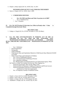4. People vs. Henry Arpon G.R. No. 183563, Dec. 14, 2011 
 
DETERMINATION OF CICL'S AGE, WHO HAS THE BURDEN 
1. Sierra vs. Pe