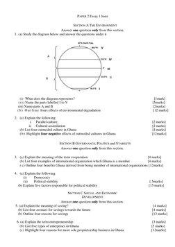 PAPER 2 Essay 1 hour 
 
SECTION A THE ENVIRONMENT 
Answer one question only from this section. 
1 .  (a) Study the diag