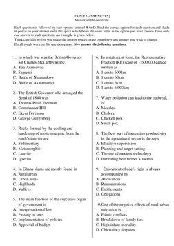 PAPER 1[45 MINUTES] 
Answer all the questions. 
 
Each question is followed by four options lettered A to D. Find the c