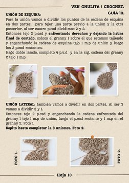 VEN CHULITA | CROCHET. 
Hoja 10 
UNIÓN DE ESQUINA: 
Para la unión vamos a dividir los puntos de la cadena de esquina
en dos p
