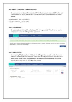 Step 3: OTP Verification & TRN Generation 
On submission of the above information, the OTP Verification page is displayed. OT