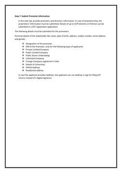 Step 7: Submit Promoter Information 
In the next tab, provide promoters and directors information. In case of proprietorship,