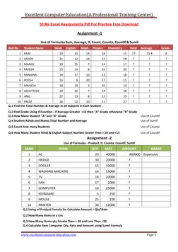 50 Excel Assignments for Practice PDF | PDF | Fruit