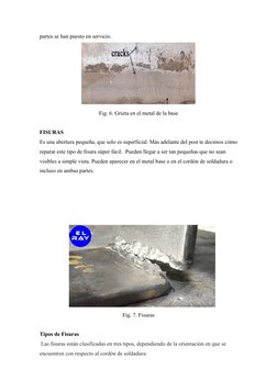 partes se han puesto en servicio.
Fig. 6. Grieta en el metal de la base 
FISURAS
Es una abertura pequeña, que solo es superfi