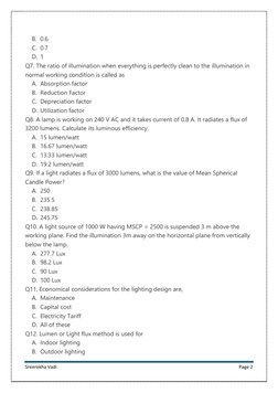 Led Basic Mcq Illumination Engineering MCQs and Answers | PDF | Lighting | Light