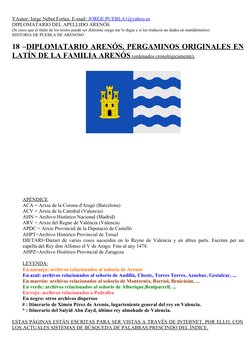 YAutor: Jorge Nebot Fortea. E-mail: 
 
 JORGE.PUEBLA
 
 1  @
  yahoo
 
 .es
   
DIPLOMATARIO DEL APELLIDO ARENÓS 
(Si crees q