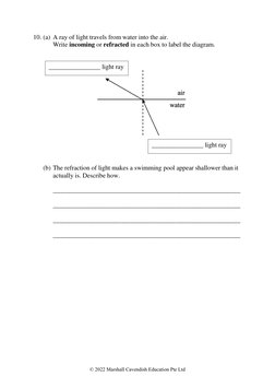 © 2022 Marshall Cavendish Education Pte Ltd 
10. (a) A ray of light travels from water into the air.  
Write incoming or re