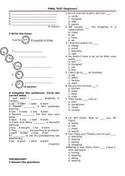 FINAL TEST (beginner)
2 ________________________________________
3 _______________________________________
4 ________________