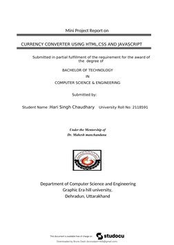 Currency Converter Project Report | PDF | Html | World Wide Web