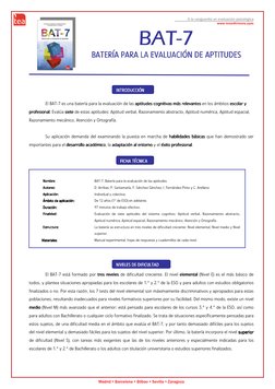 A la vanguardia en evaluación psicológica 
www.teaediciones.com 
Madrid y Barcelona y Bilbao y Sevilla y Zaragoza 
El BAT-7 e