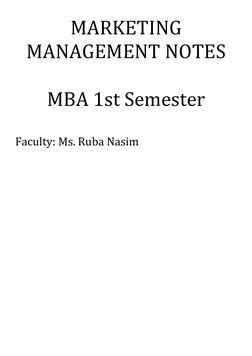MBA 1st Sem Marketing Management Notes | PDF | Marketing | Sales