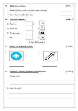 Class 2 Computer Assessment Paper | PDF | Drawing