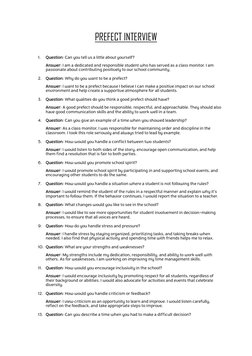 Prefect Interview Questions and Answers | PDF | Community | Teachers