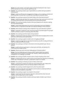 Prefect Interview Questions and Answers | PDF | Community | Teachers
