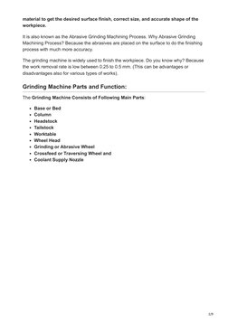 Grinding Machine: Parts and Operations | PDF | Grinding (Abrasive ...