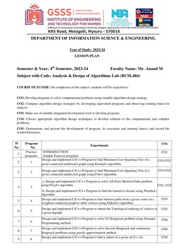 VTU 4th Sem ADA Lab Manual 2022 | PDF | Engineering | Science