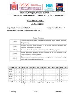 VTU 4th Sem ADA Lab Manual 2022 | PDF | Engineering | Science