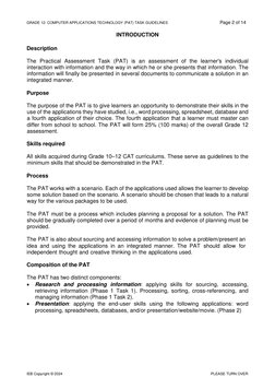 Cat Pat Task Example CAT PAT Task Guidelines 2024 | PDF | Spreadsheet | Information