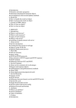 ● Introduction 
● Dynamic and static sql queries 
● Statement and prepared statement objects 
● ExecuteQuery() and executeUpd