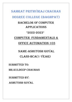 Samrat prithviraj Chauhan      
DEGREE COLLEGE (BAGHPAT) 
Bachelor of comPuter                        
applications