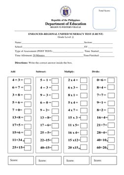 Grade 4 Enhanced Numeracy Test | PDF