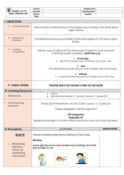 ; lkj/             
          Grades 1 to 12  
   DAILY LESSON LOG 
School 
 
Grade Level 
 
Teacher 
 
Learning Area 
 
Dat