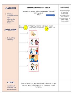 ELABORATE 
 
 
 
G. Making 
Generalization       
and 
abstraction 
about the 
lesson 
 
 
GENERALIZATION of the LES