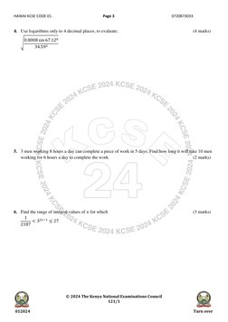 KCSE 2024 Mathematics Paper 1 | PDF | Acceleration | Circle