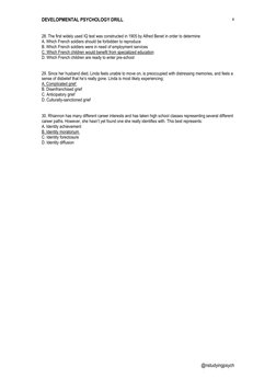 Developmental Psychology Practice Drill | PDF | Developmental ...