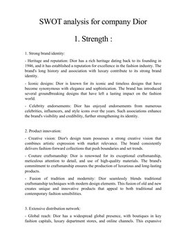 Dior SWOT Analysis: Strengths & Weaknesses | PDF | Brand | E Commerce