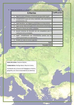 
 
Tienes una escala de 1 a 7, terminada la evaluación saca el promedio final de la actividad 
Criterios 
Calificación 