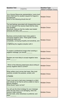 Question Text
Question Type
Multiple Choice
Multiple Choice
Multiple Choice
Multiple Choice
Multiple Choice
Multiple Choice
M