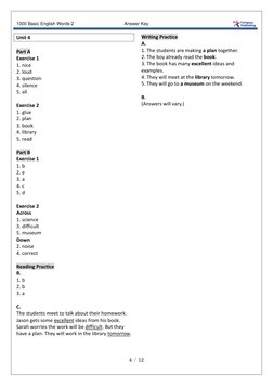 Answer Simple Word 1000 Basic English Words 2 Answer Key | PDF
