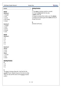 Answer Simple Word 1000 Basic English Words 2 Answer Key | PDF