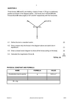 Grade 11 Vectors Topic Test 2023 | PDF | Force | Euclidean Vector
