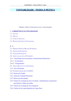Contabilidade – Teoria e Prática © - pág. 1
CONTABILIDADE - TEORIA E PRÁTICA
CONTABILIDADE - TEORIA E PRÁTICA
 
 
 
 
Sumário
