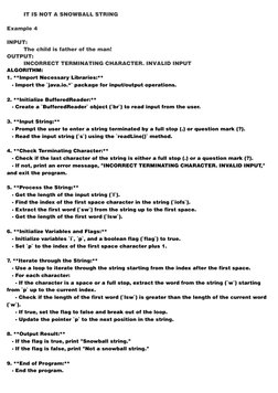 IT IS NOT A SNOWBALL STRING
Example 4
INPUT: 
The child is father of the man!
OUTPUT: 
INCORRECT TERMINATING CHARACTER. INVAL