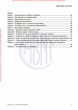 v
ABNT NBR 13133:2021
© ABNT 2021 - Todos os direitos reservados
Tabelas
Tabela 1 – Classificação de medidor de ângulos......