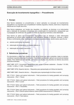ABNT NBR 13133:2021
NORMA BRASILEIRA
1
© ABNT 2021 - Todos os direitos reservados
Execução de levantamento topográfico — Proc