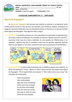 ESCOLA MUNICIPAL DOM MANOEL PEDRO DA CUNHA CINTRA 
            Nome: ___________________________________________