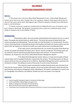 Blood Bank Management System Project | PDF | Blood Donation | Databases